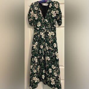 Floral V neck Midi Dress